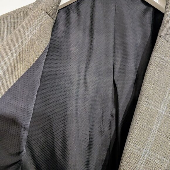 Mens Michael Kors Gray Blue Plaid Sports Blazer Jacket 46L NEW - Picture 4 of 10